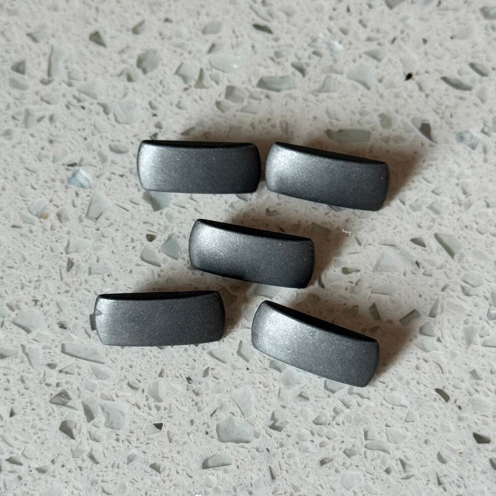 5 Vintage Small Silver Shank Metal Rectangle Sewing Buttons Craft DIY Notions